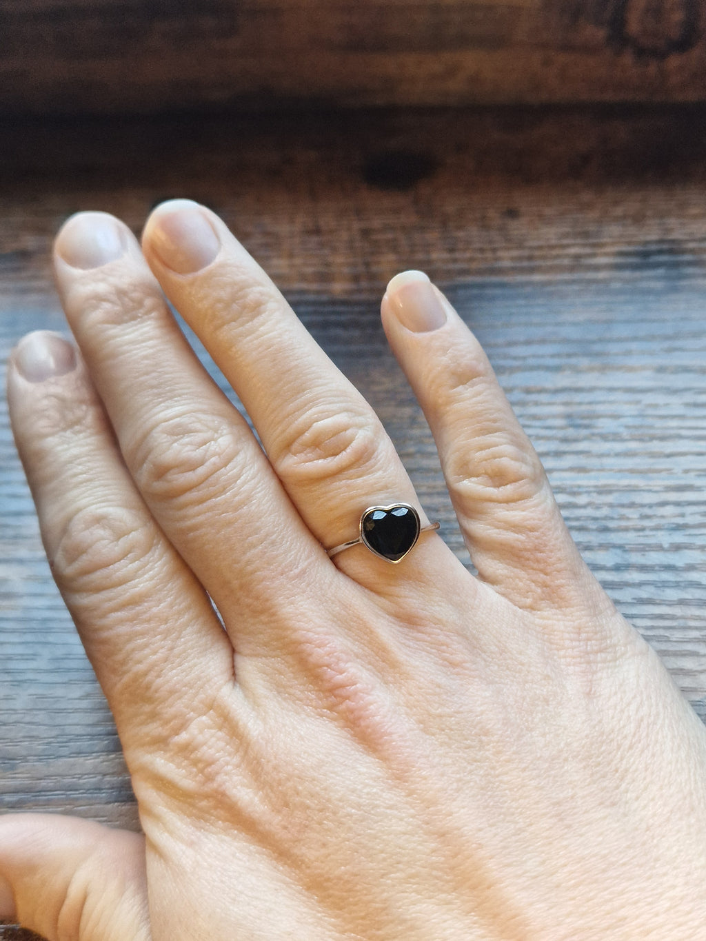 Black Obsidian Heart Ring