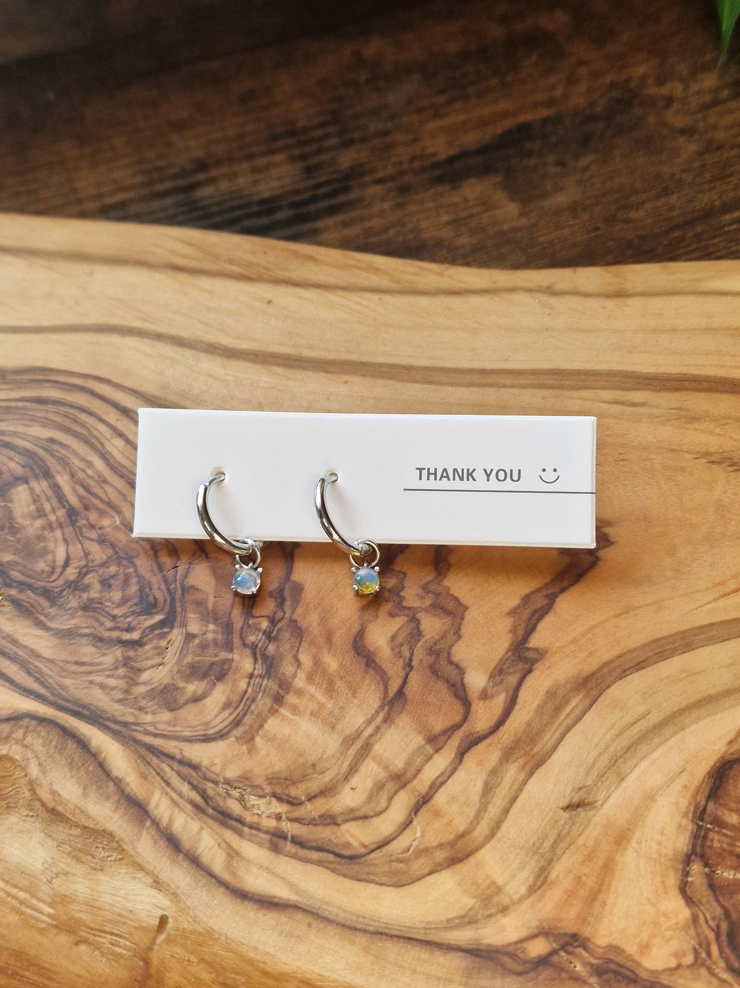 Opal Hoop Earrings ~ 925 Silver