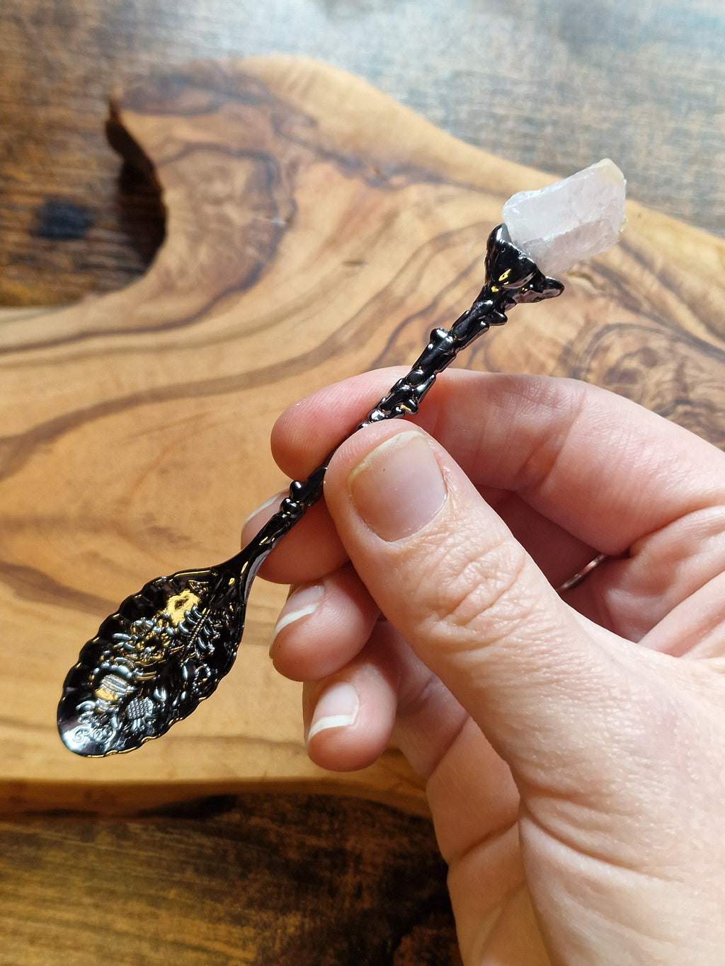 Crystal Altar Spoons ~ Dark Silver