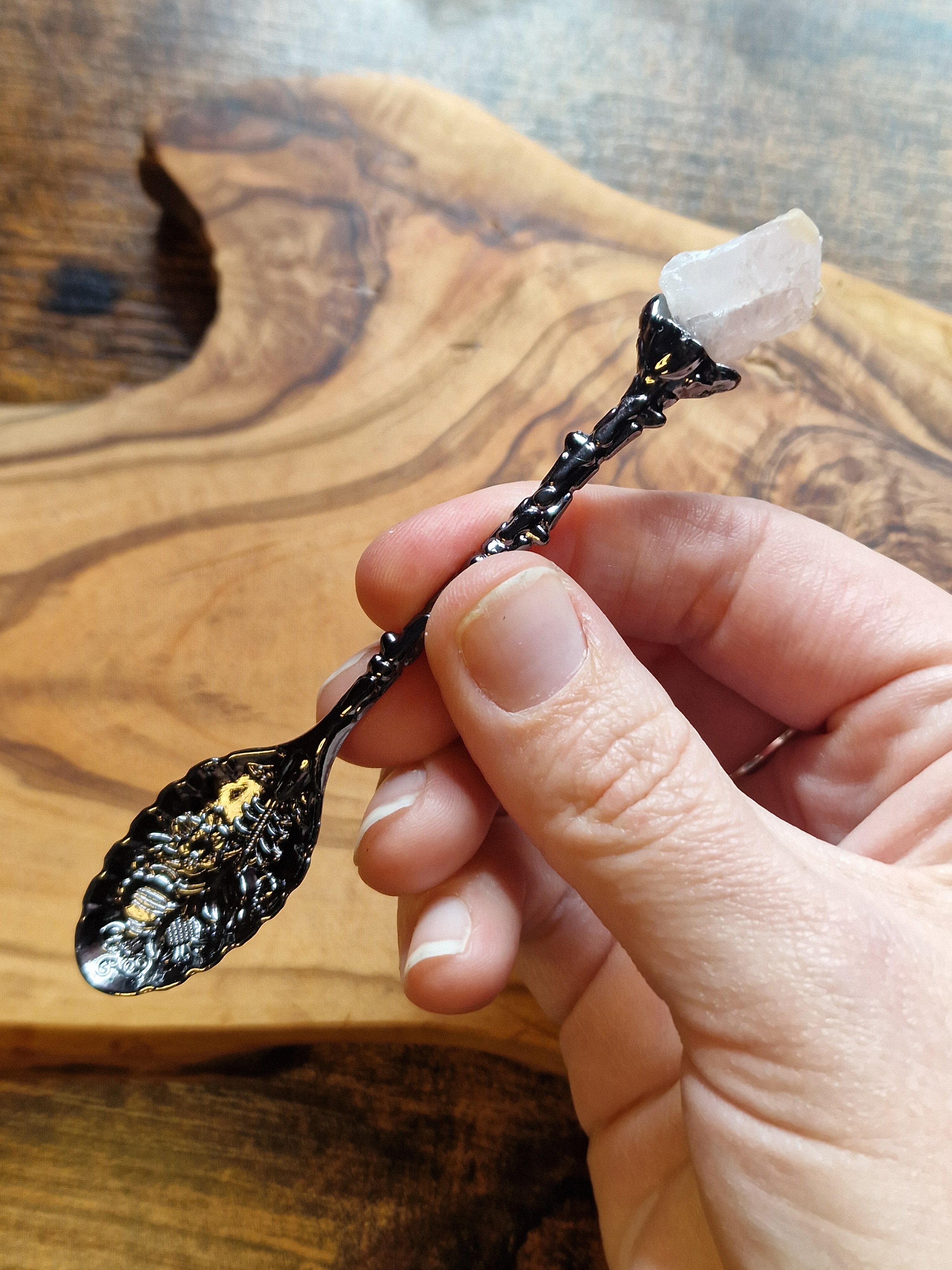 Crystal Altar Spoons ~ Dark Silver