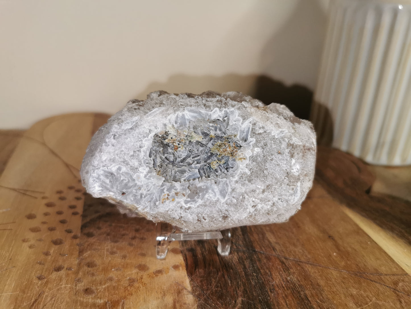 Amethyst Cluster with Blue Chalcedony Rosette Base