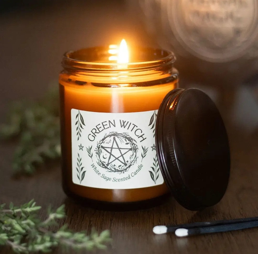 Green Witch Amber Jar Candles