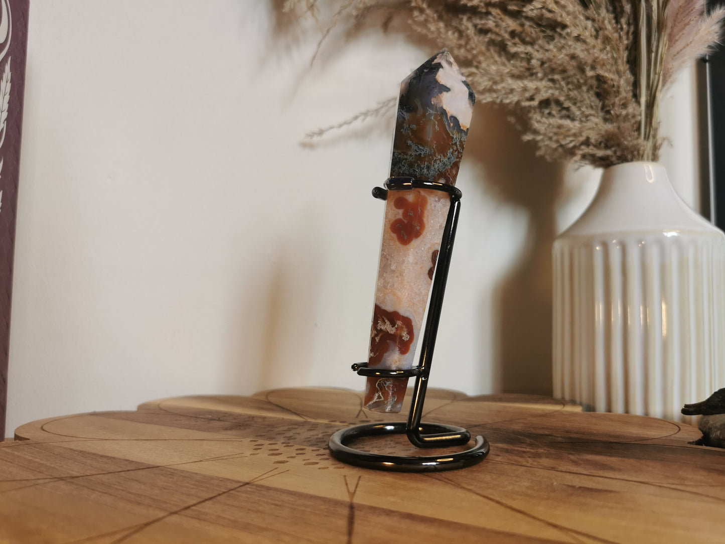 Red/green Moss Agate Wand