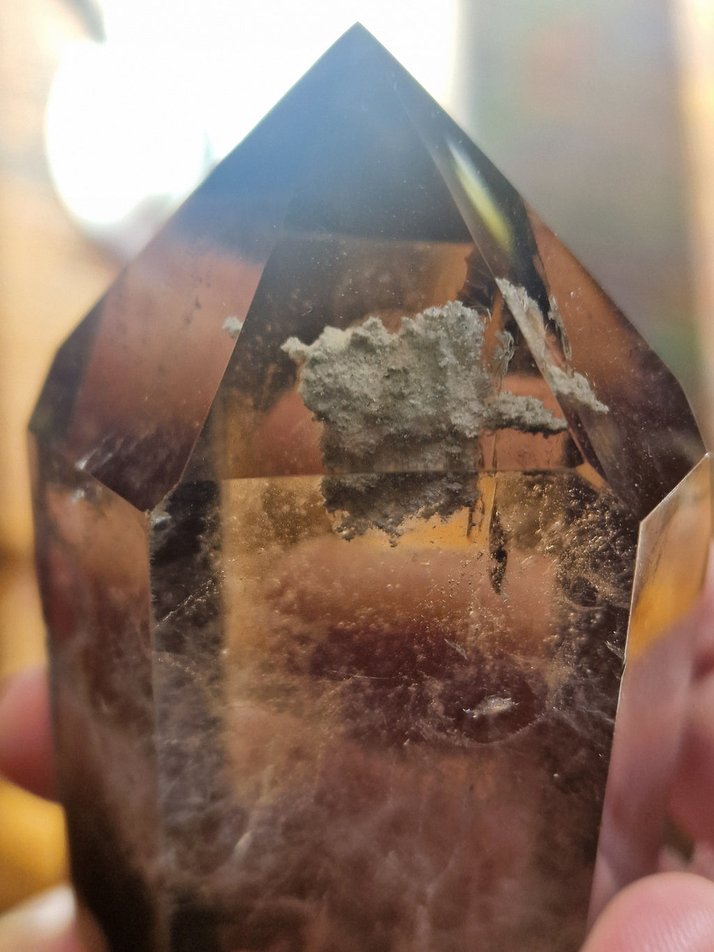 Smoky Garden Quartz Point on Stand