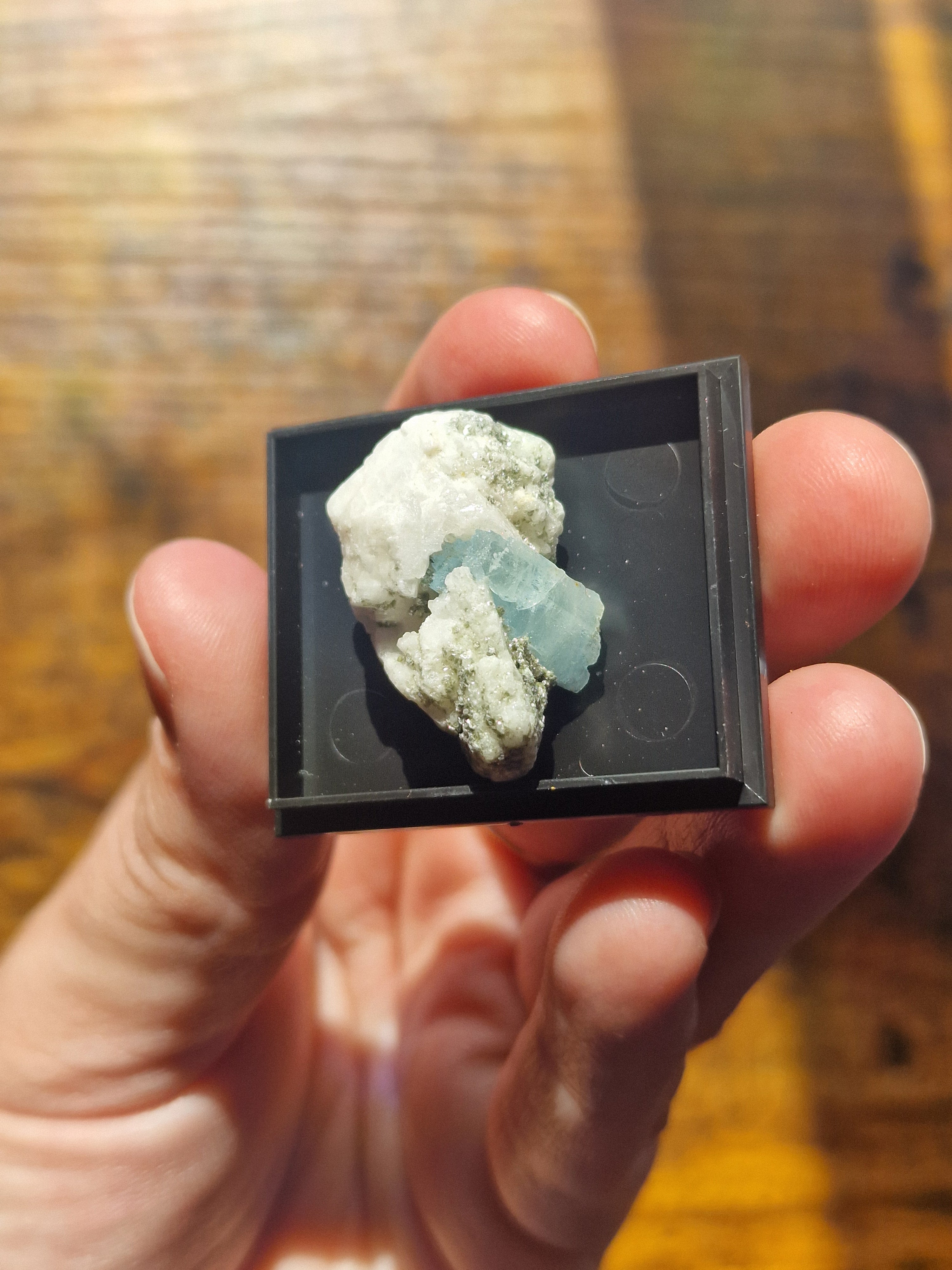 Aquamarine Gemstone in Display Case