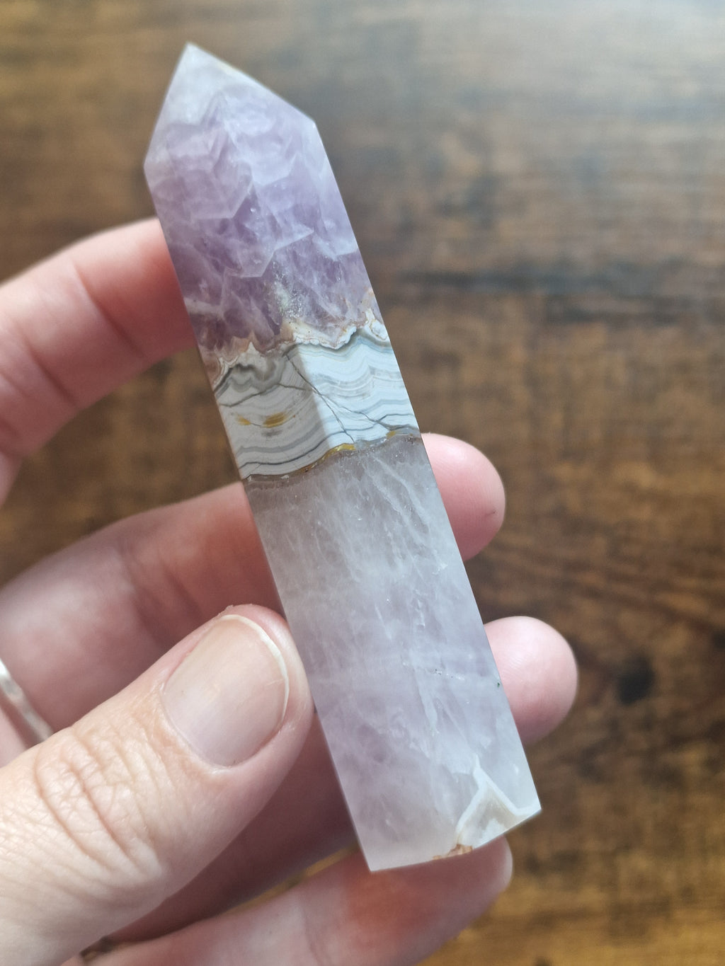 Amethyst & Lace Agate Tower
