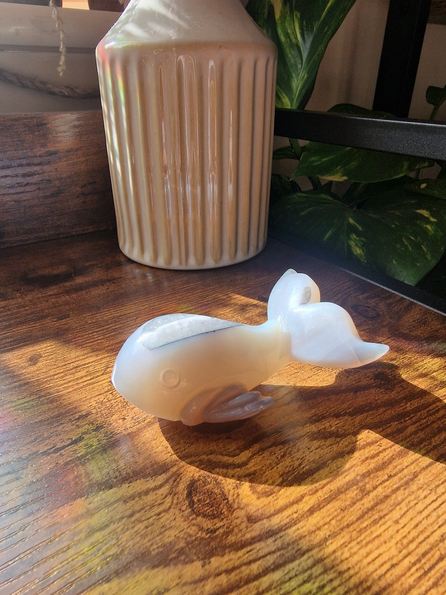 Banded Agate Whale with Druzy (~7cm)