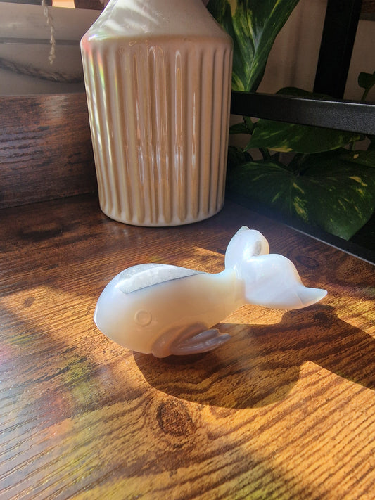 Banded Agate Whale with Druzy (~7cm)