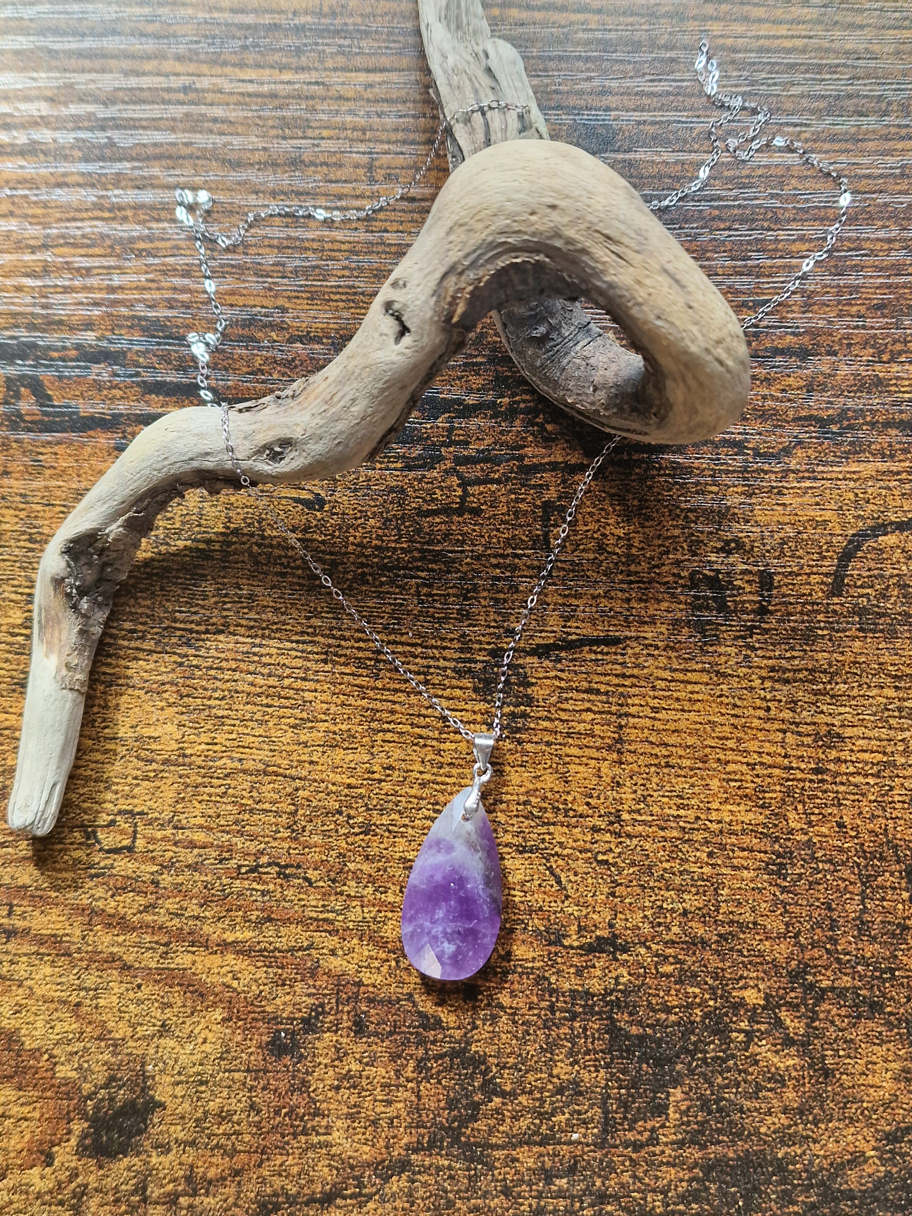 Faceted Teardrop, 925 Silver Pendants with Chain