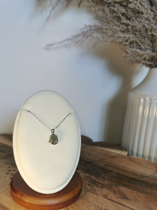 Raw Moldavite Pendants 925 silver — Intuitively Chosen