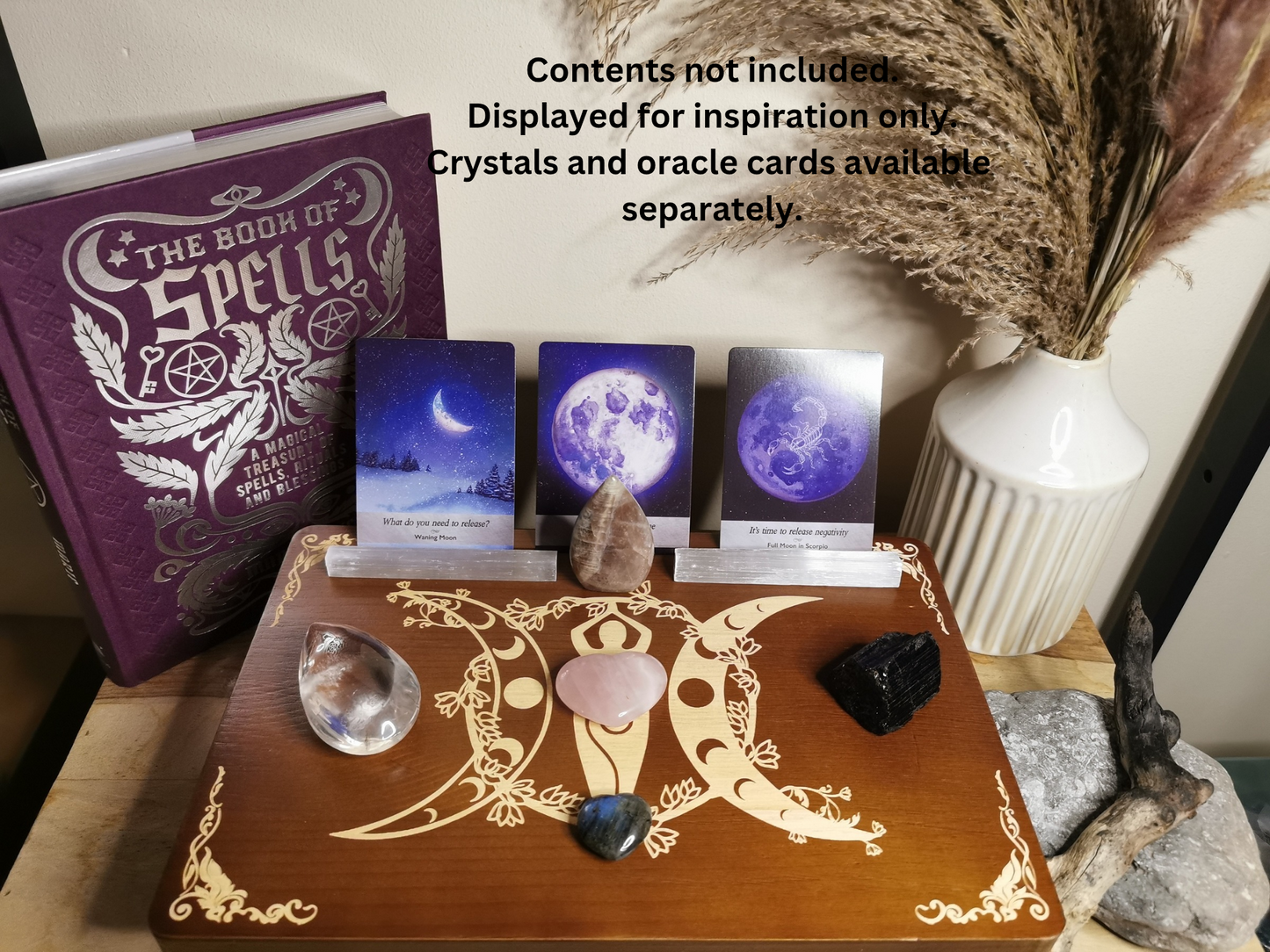 Wooden Goddess Altar Riser – Triple Moon Design