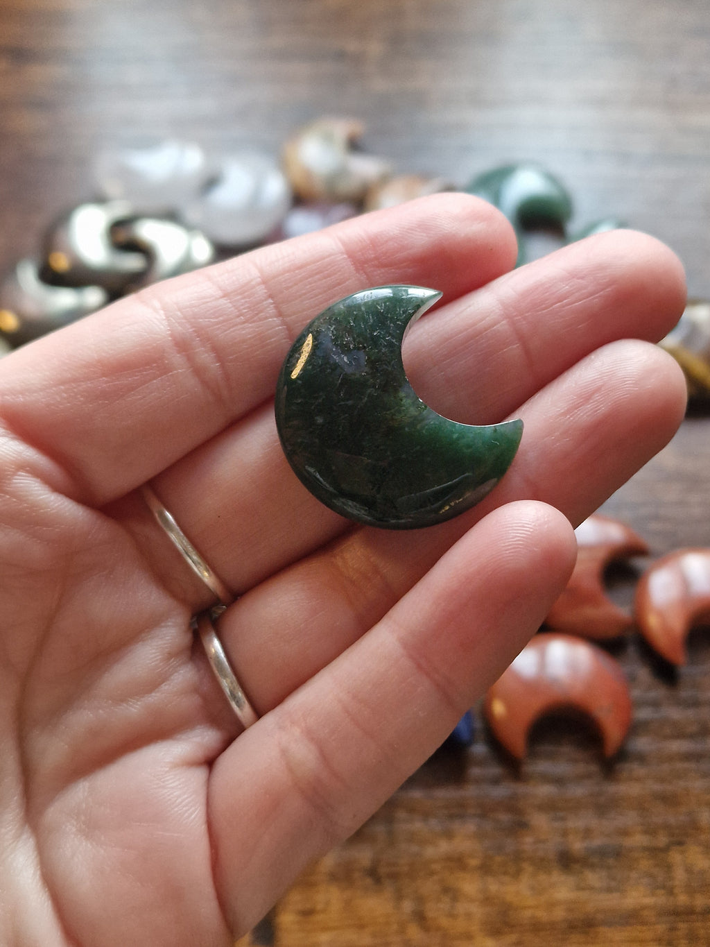 Small Crystal Moon Carvings