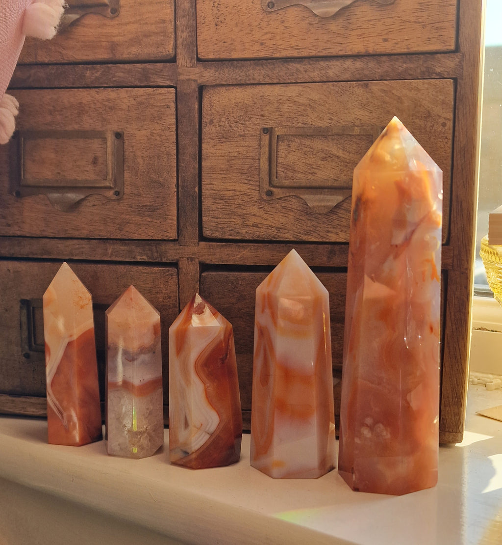 Pink Carnelian Agate Crystal Towers