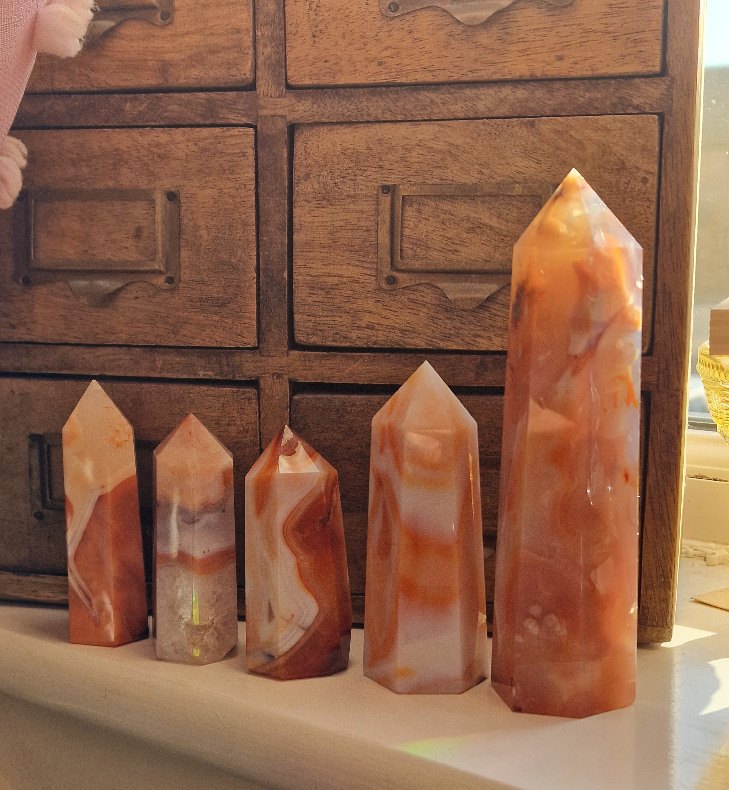 Pink Carnelian Agate Crystal Towers