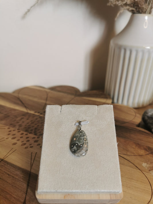 Ocean Jasper Teardrop Pendant – 925 Silver✨️