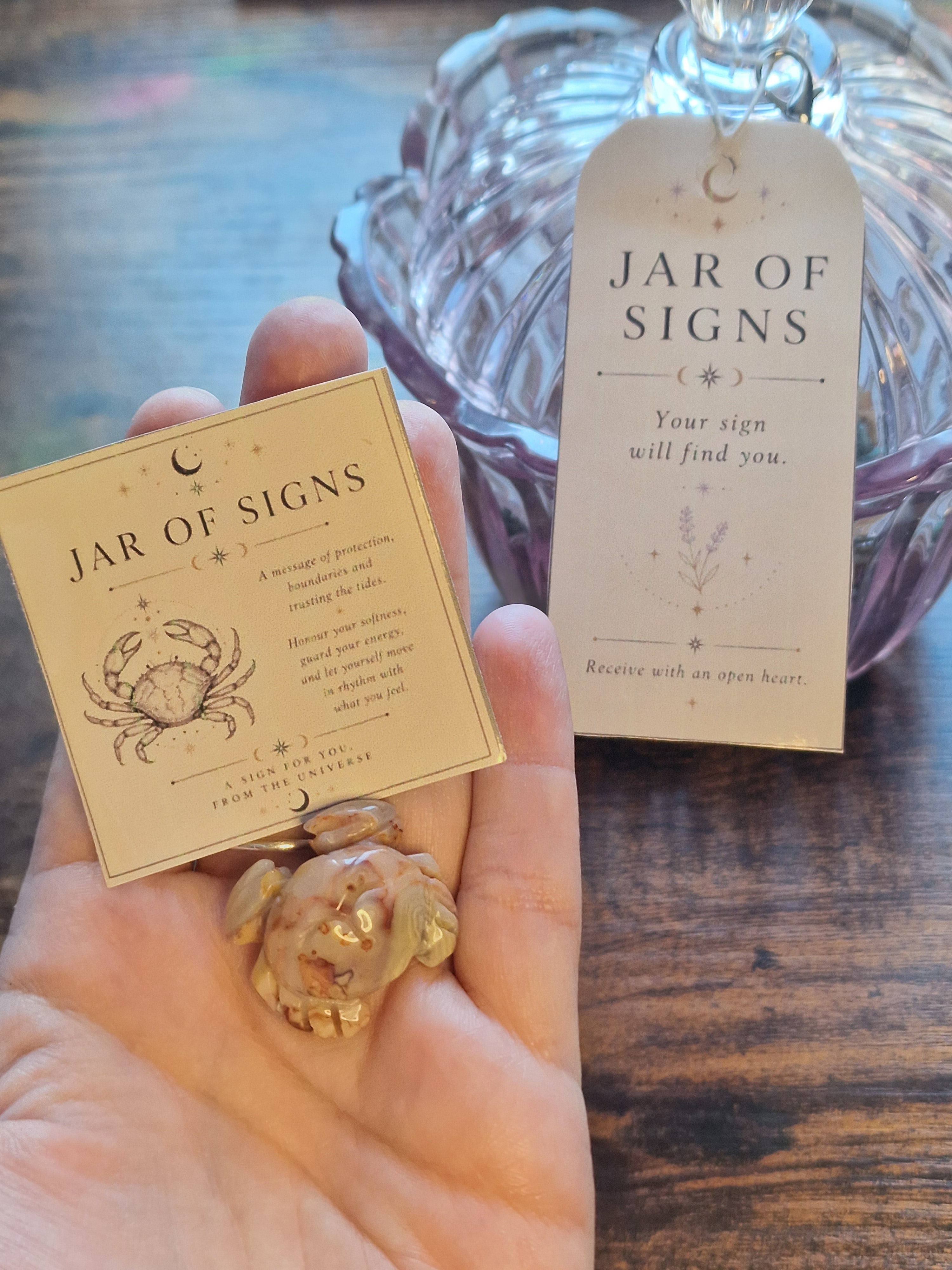 Jar of Signs • Mystery Crystal Carving & Message