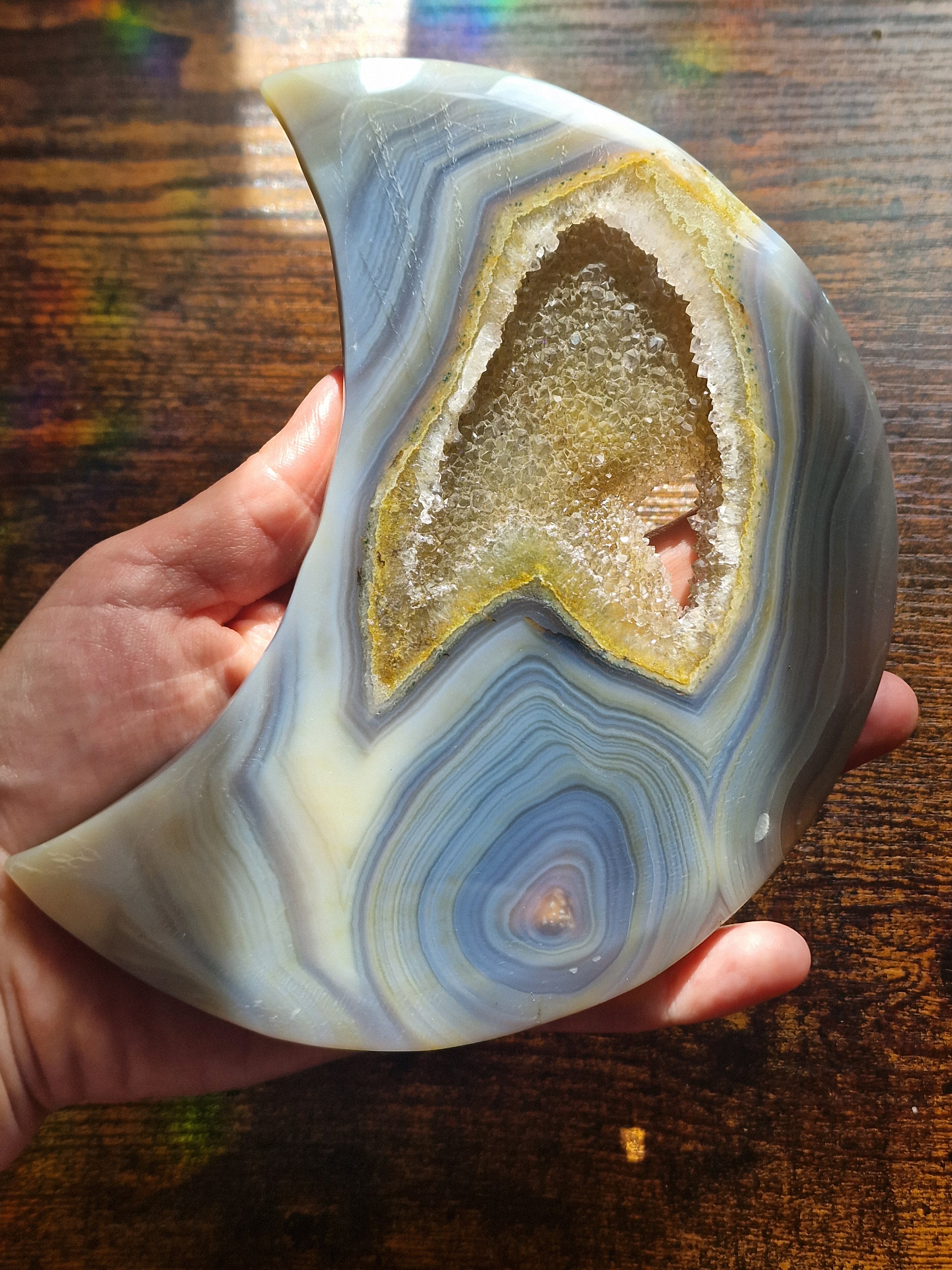 Druzy Agate Moon with Stand ~ Moon B