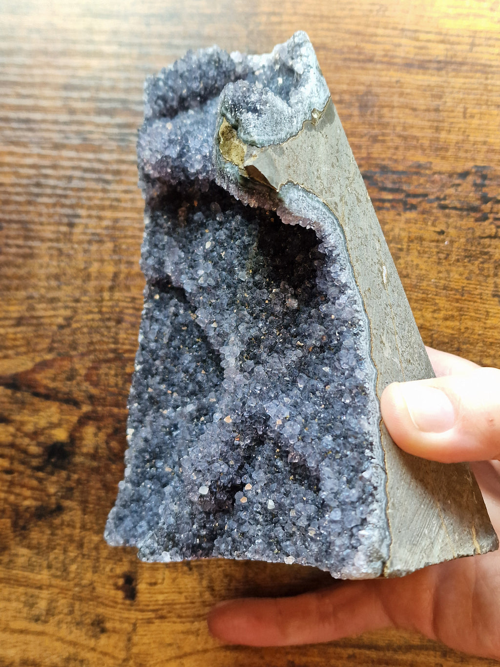Dark Druzy Amethyst Cluster - 1,394g