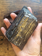 Black Tourmaline on Wooden Stand