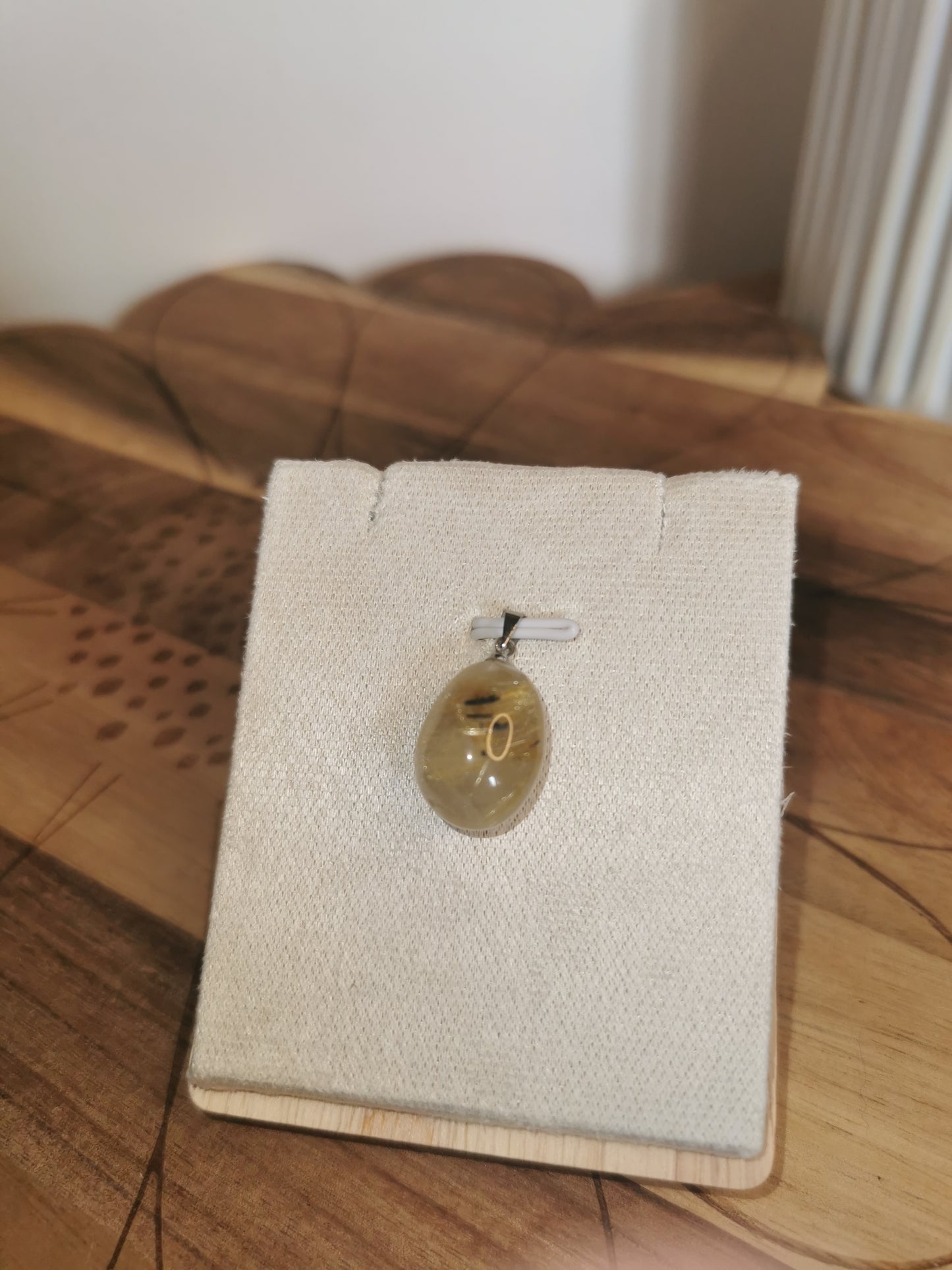 Golden Rutilated Quartz Oval Pendant – 925 Silver