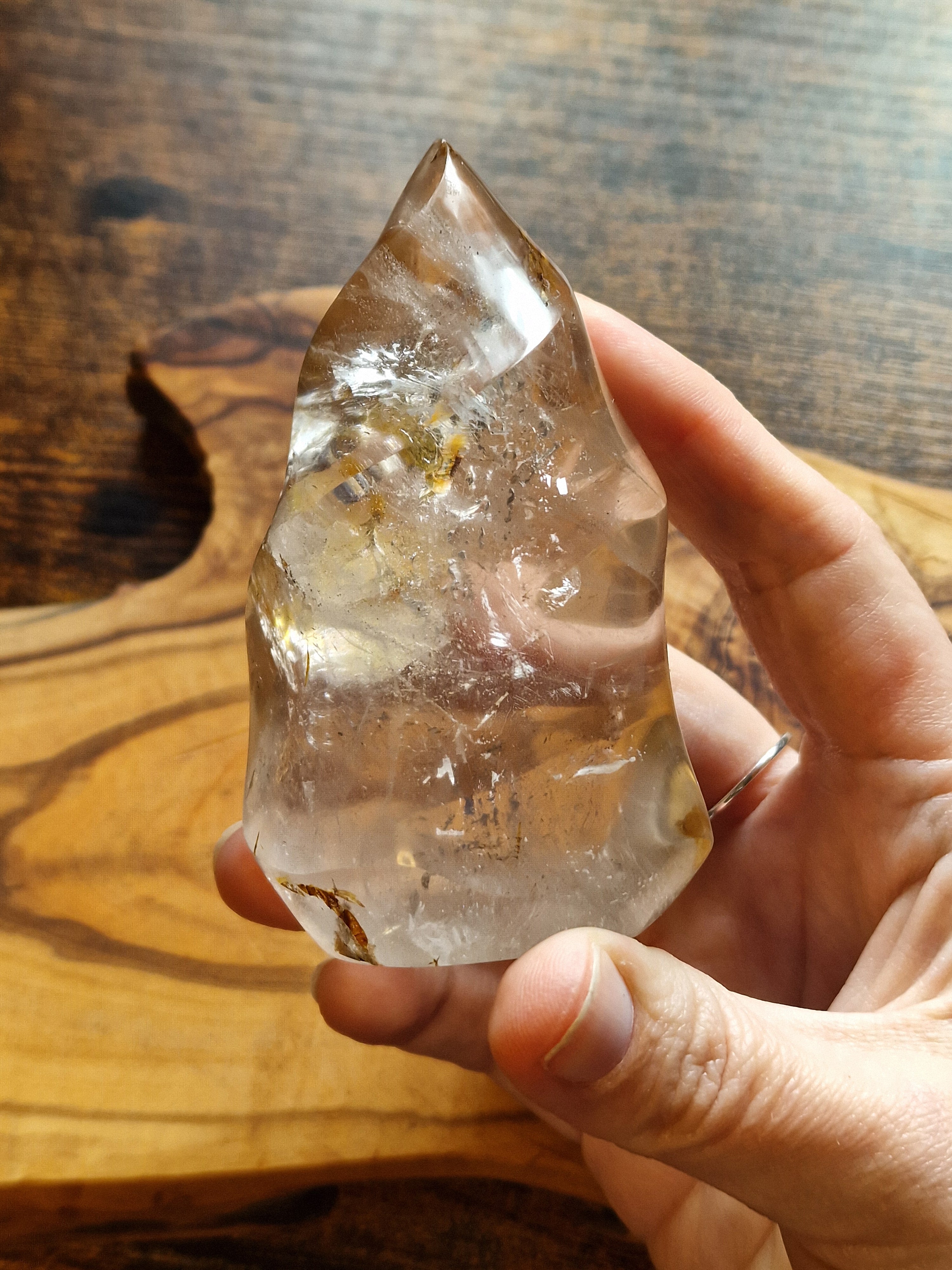 Clear Quartz Flame with Fire Quartz Inclusions