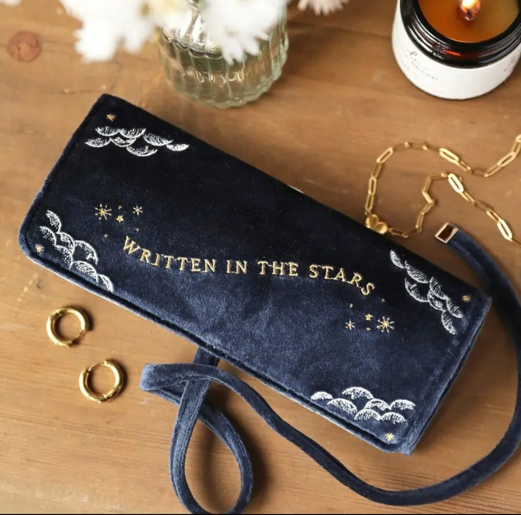 Embroidered Velvet Jewellery Roll