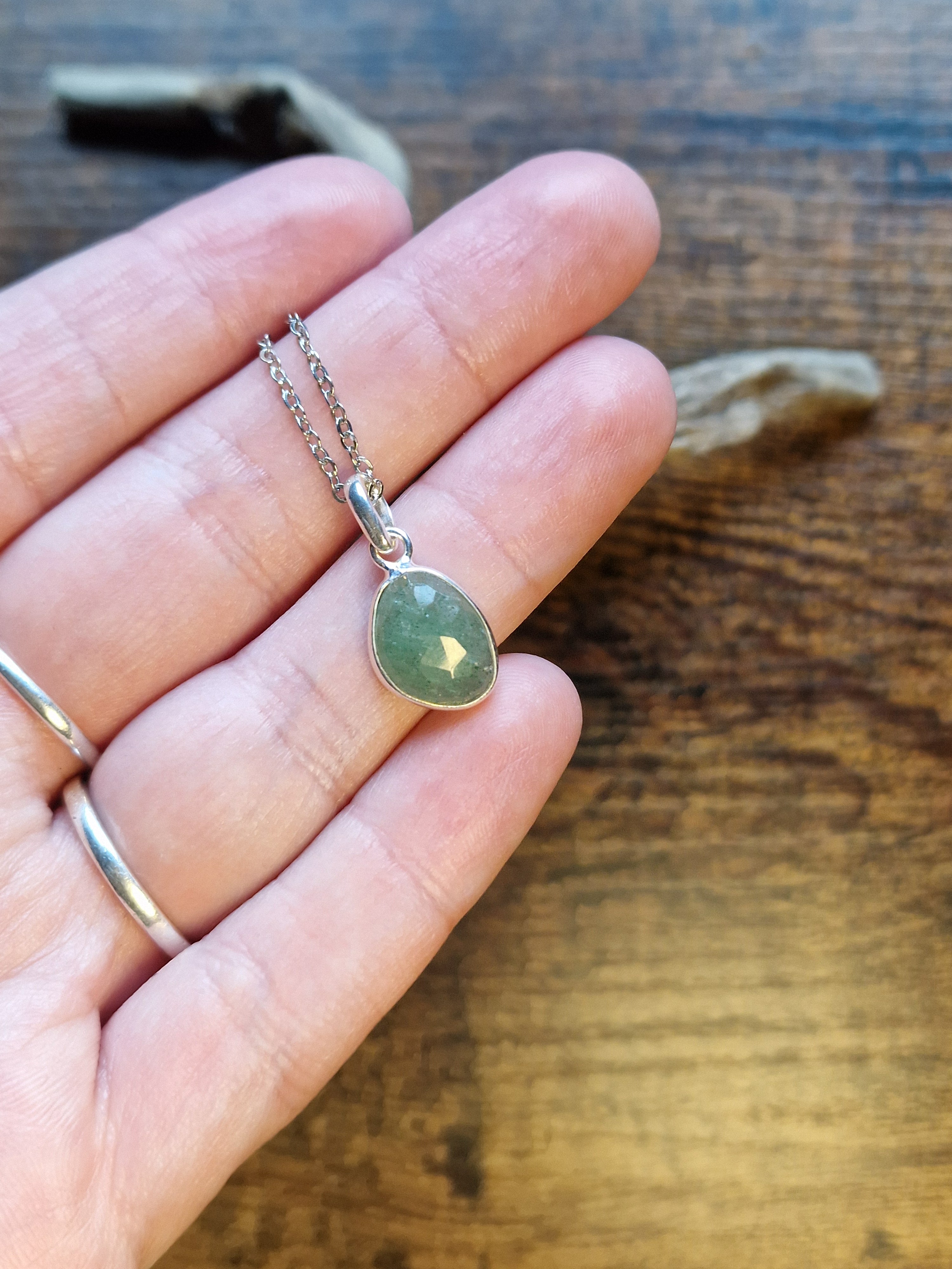 Green Aventurine Sterling Silver Necklace