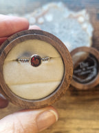 Garnet Faceted Patterned Band Ring