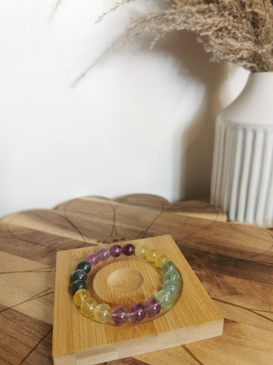 Colorful Fluorite Crystal Bracelet – 10mm🌈