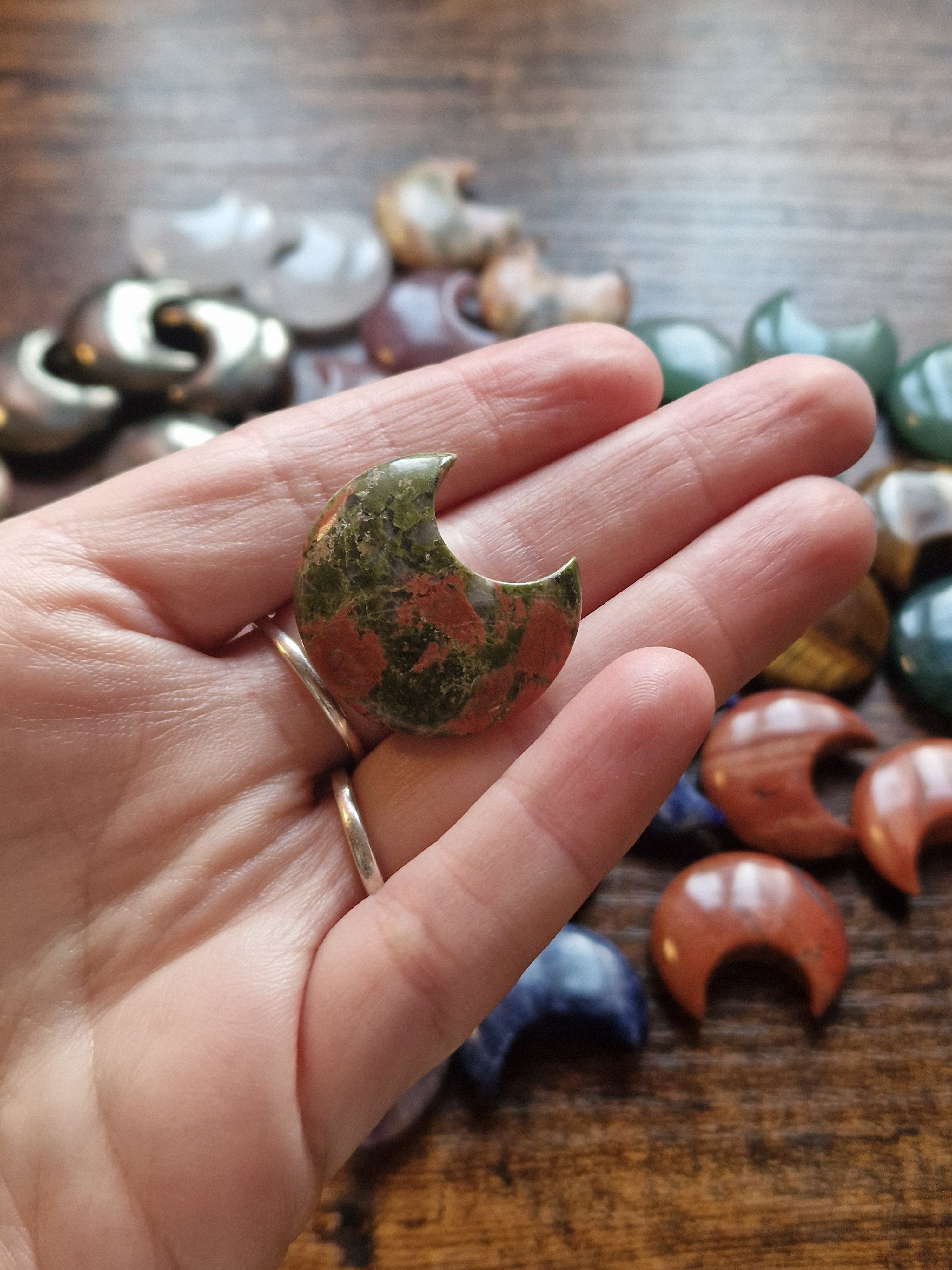 Small Crystal Moon Carvings