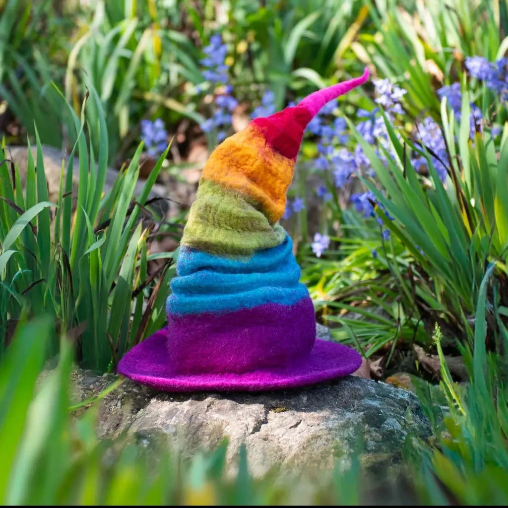 Collapsible Rainbow Witch Felt Hat