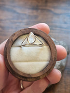 Ivy Teardrop Rainbow Moonstone Open Chevron Ring