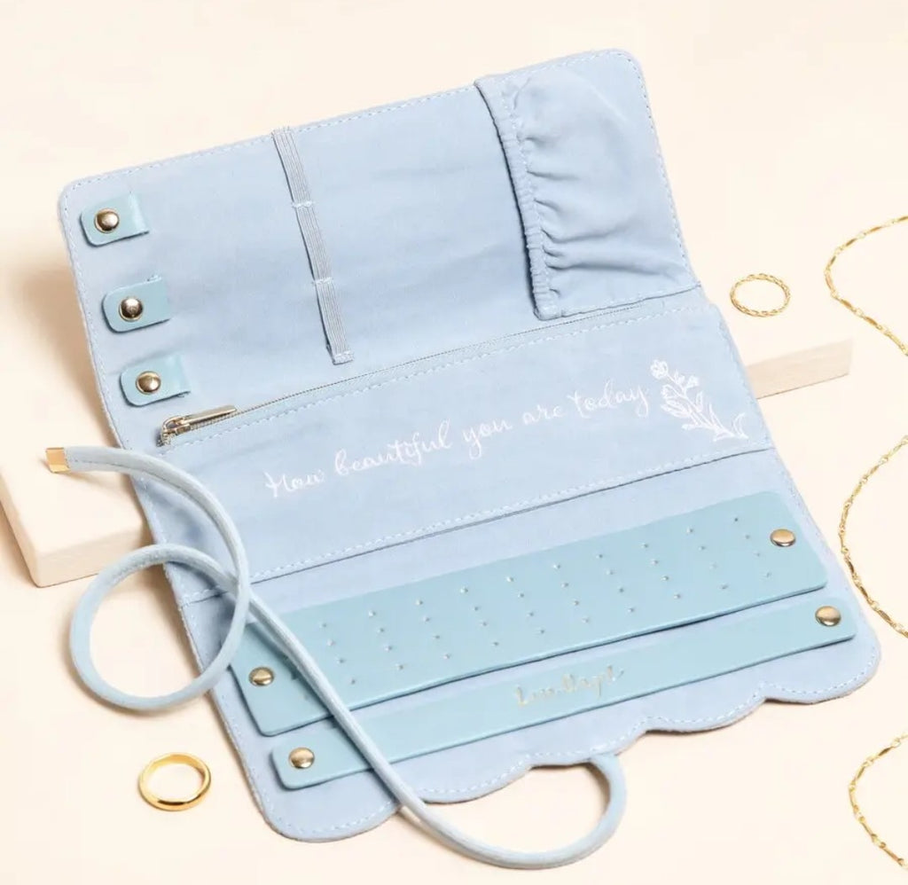 Embroidered Velvet Jewellery Roll