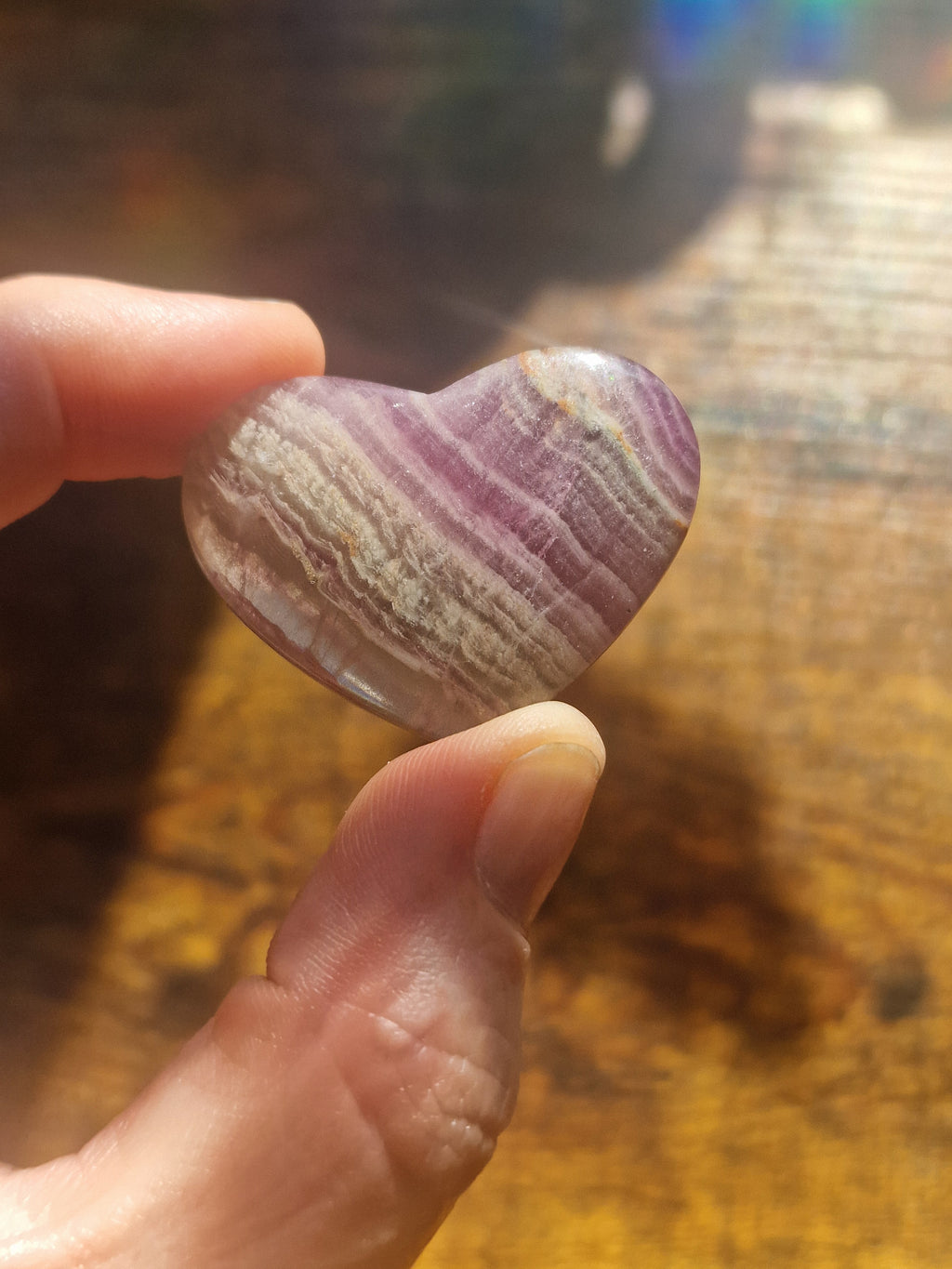 Rainbow Fluorite Heart