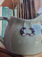 Stellar Crescent Moon Abalone Shell Earrings | Black or Purple