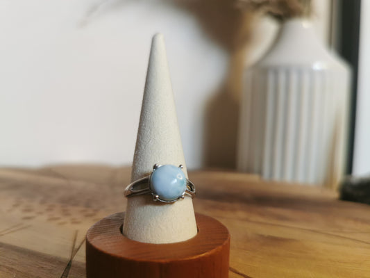Larimar Round Ring – Sterling Silver (925)🌊