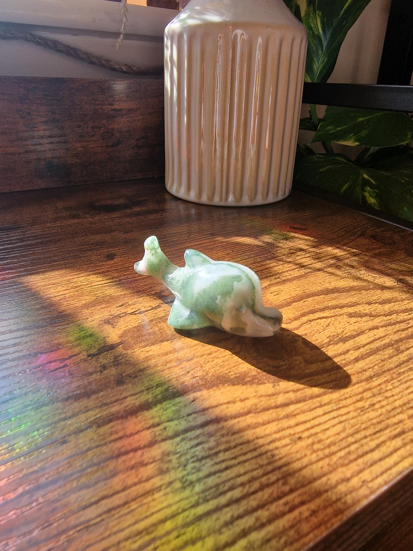 Moss Agate Dolphin (~5cm)