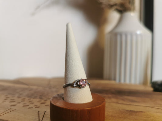 Pink Tourmaline Ring – 925 Sterling Silver (Adjustable)
