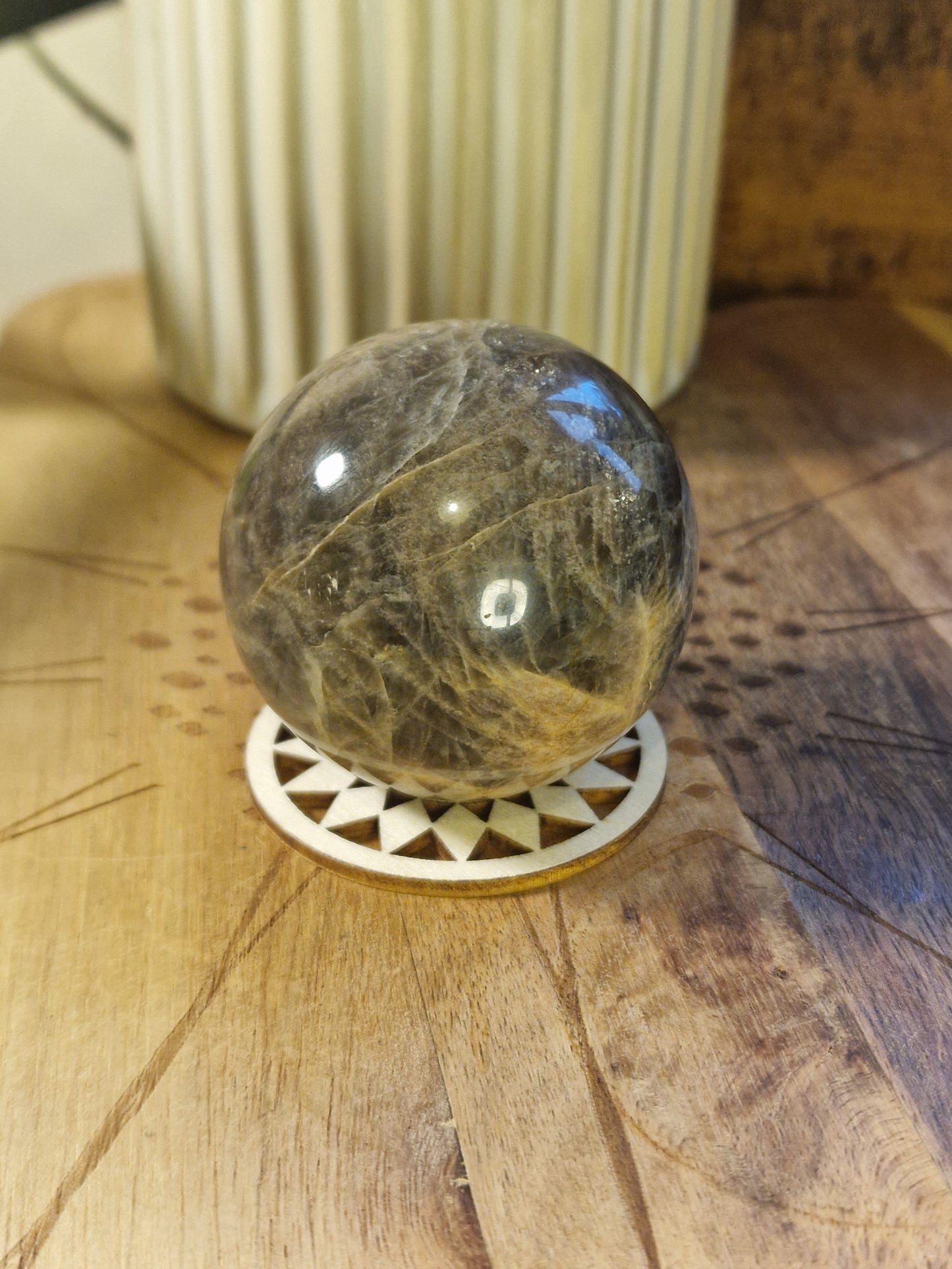 Black moonstone spheres