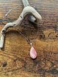 Rhodochrosite Teardrop, 925 Silver Pendant with Chain
