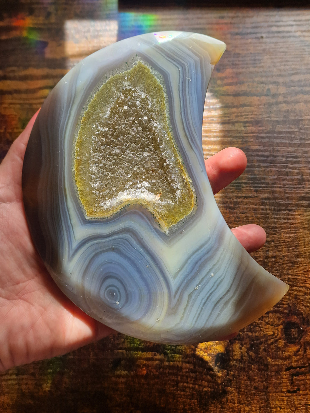 Druzy Agate Moon with Stand ~ Moon A