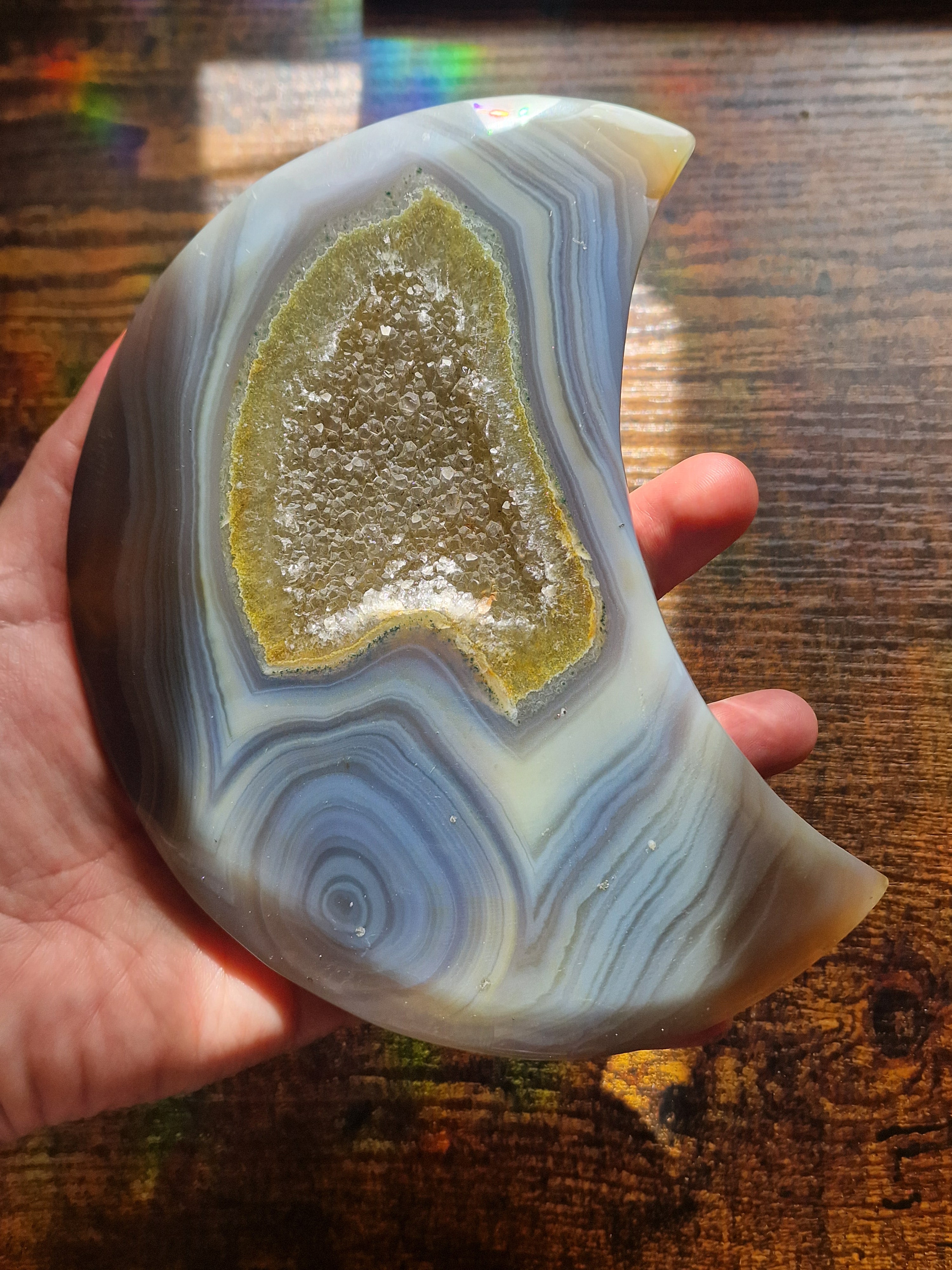 Druzy Agate Moon with Stand ~ Moon A