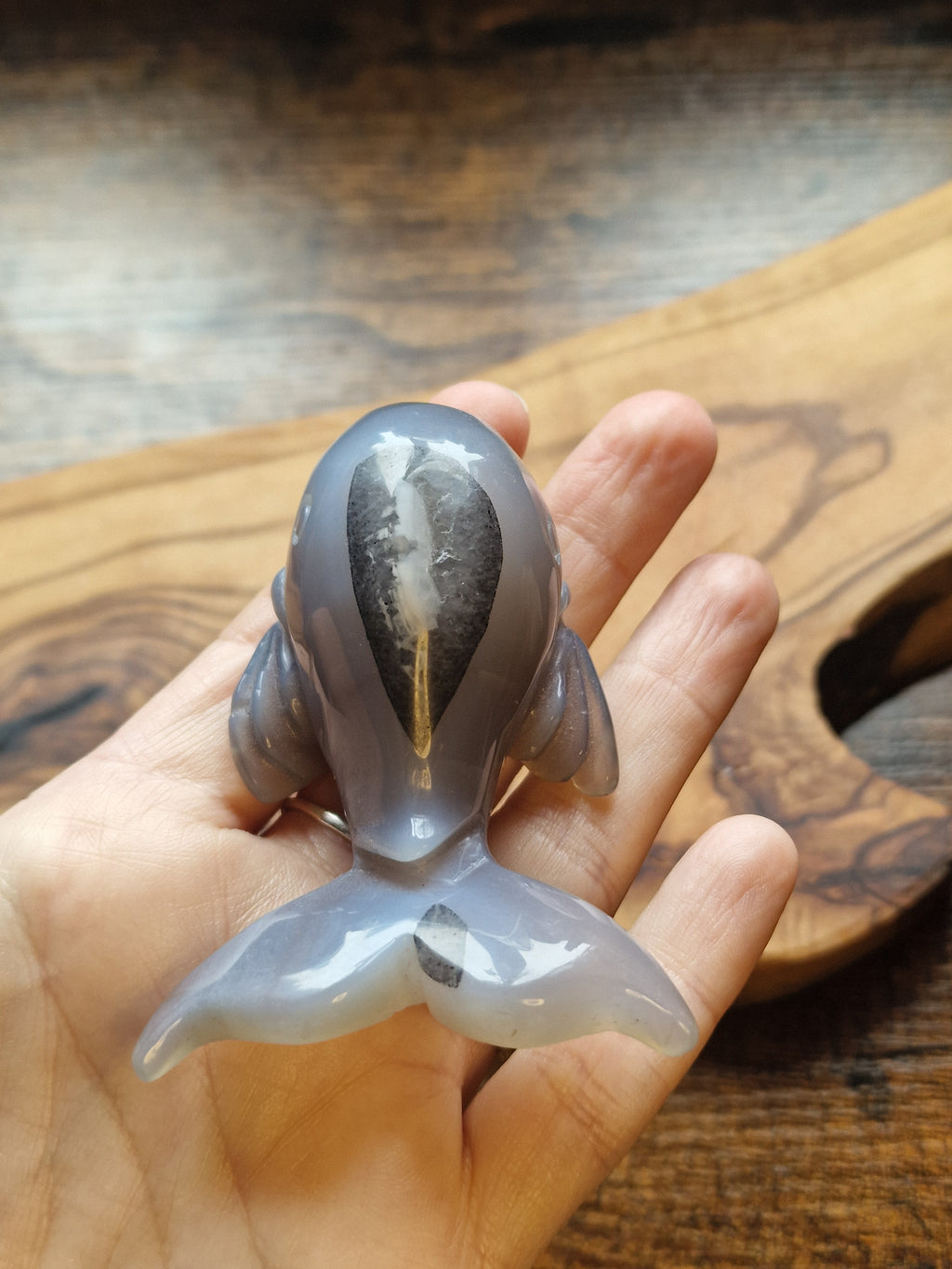 Banded Agate Whale Carving