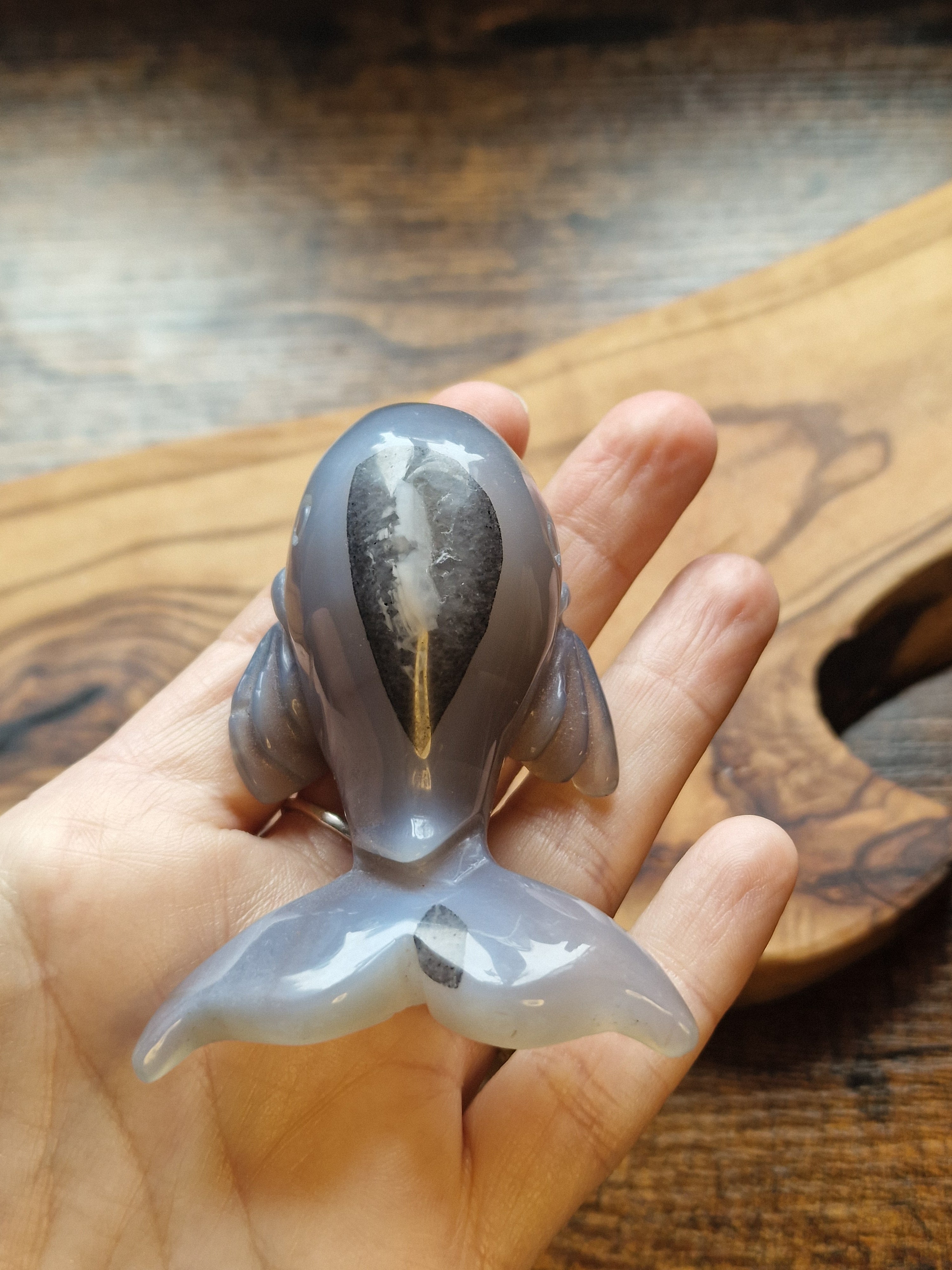 Banded Agate Whale Carving