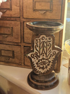 Mango Wood Hamsa Candle Stands