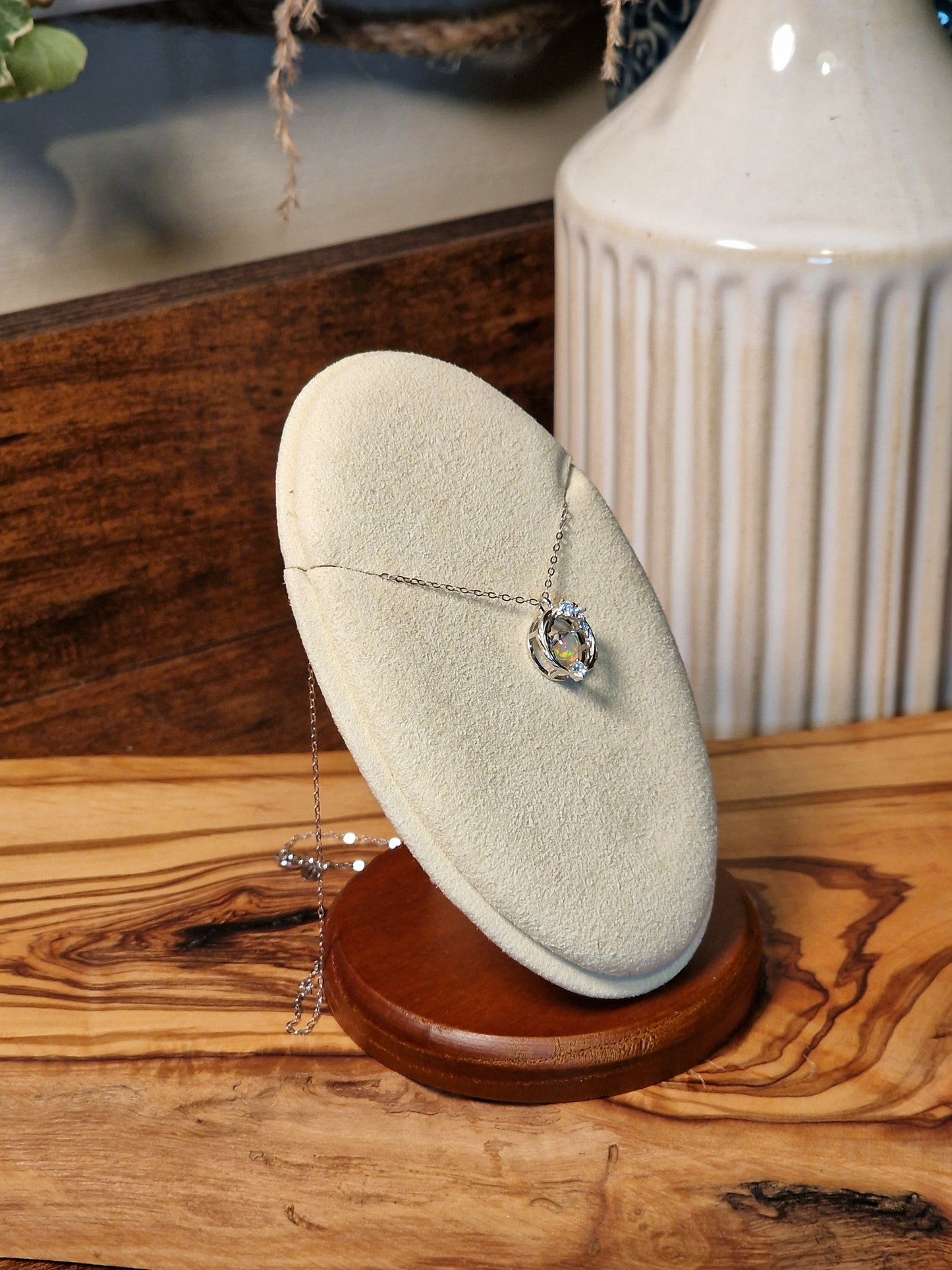 Opal spinning 925silver pendant