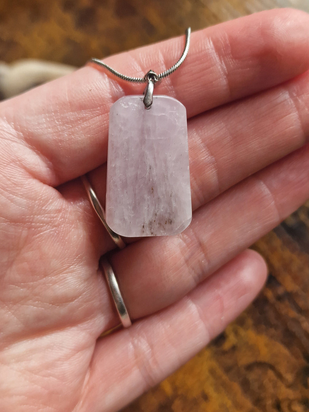 Kunzite, 925 Silver Pendant with Chain