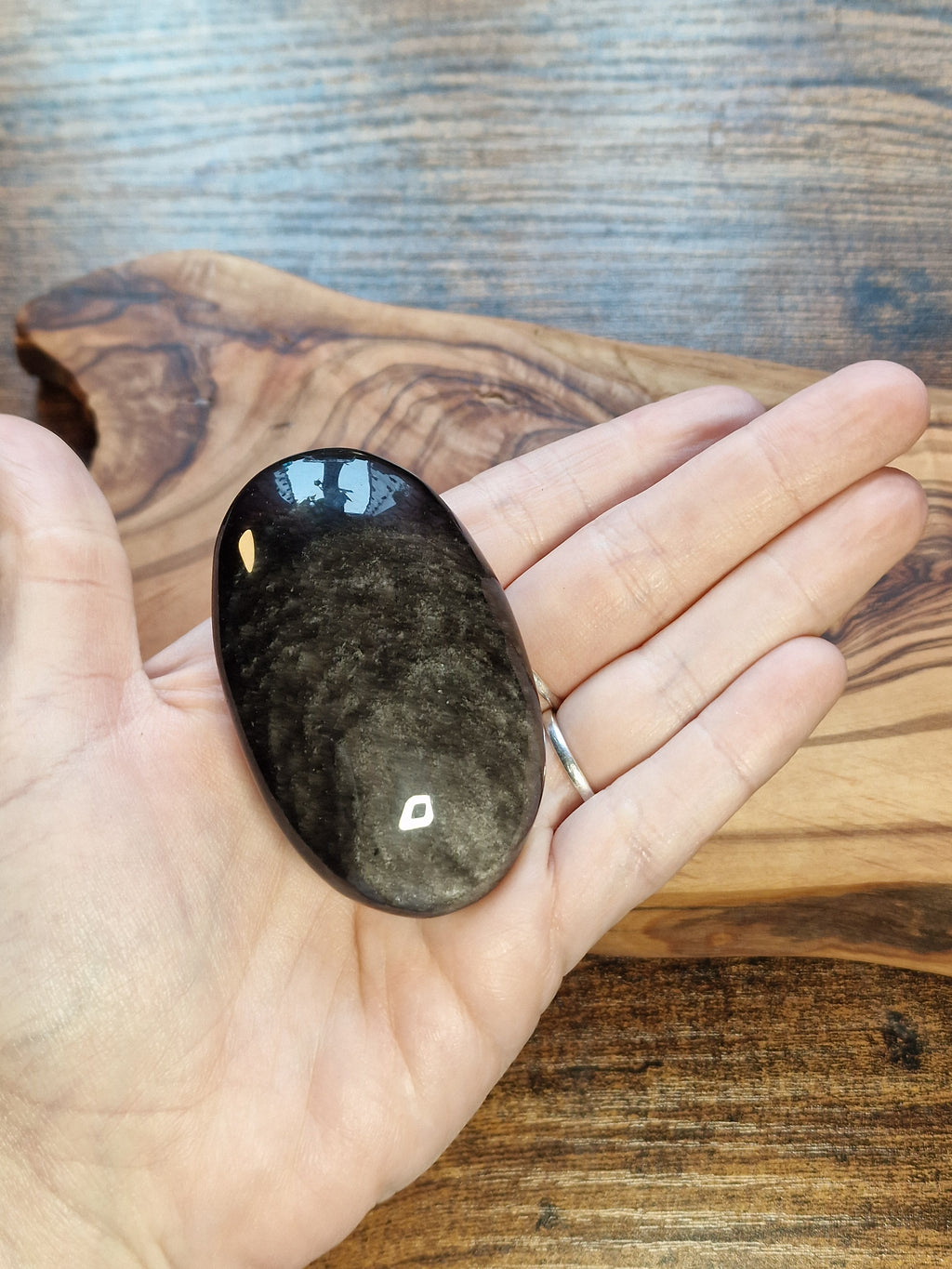 Silver Sheen Obsidian palm stones