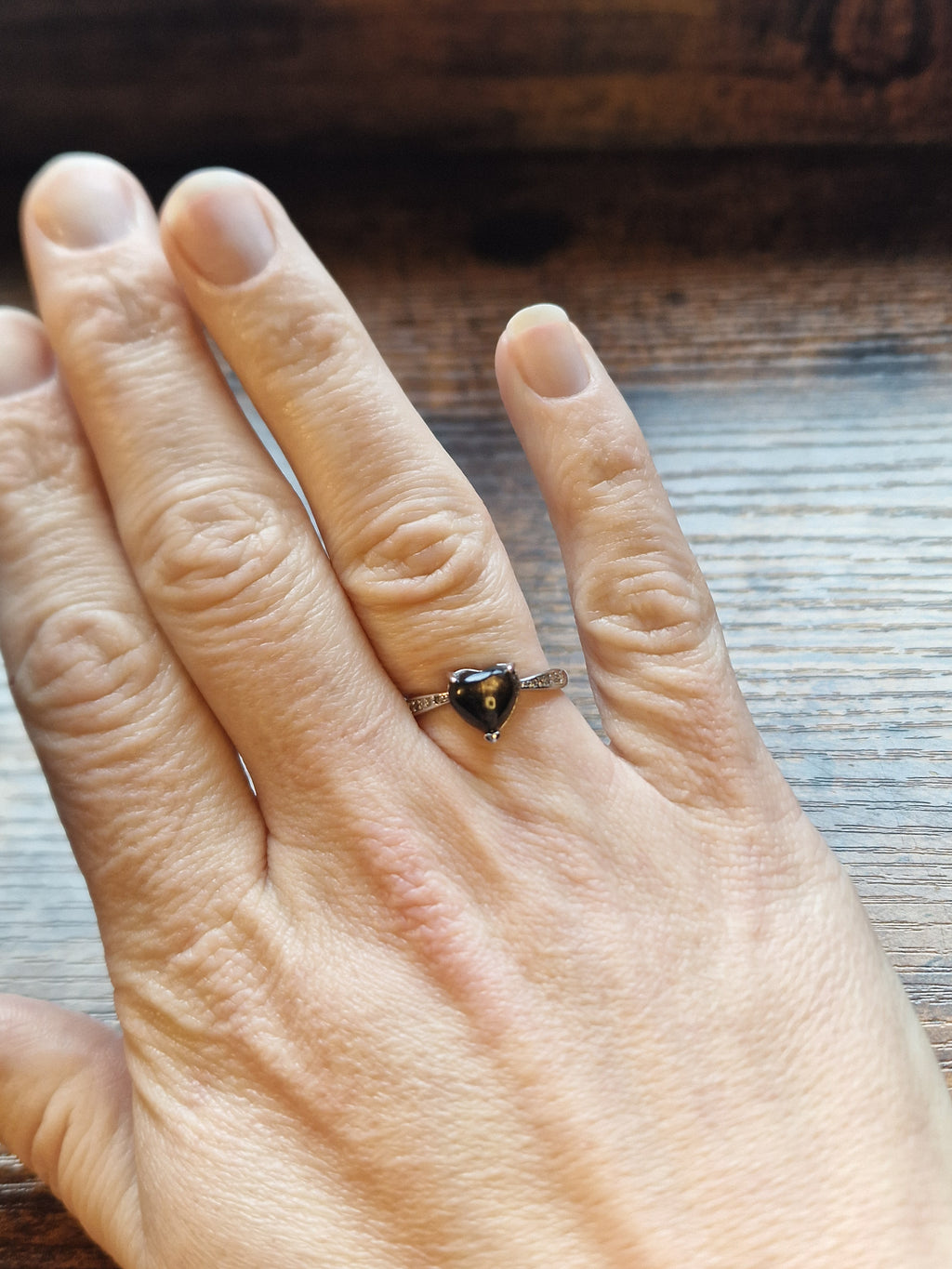 Hypersthene Heart Ring