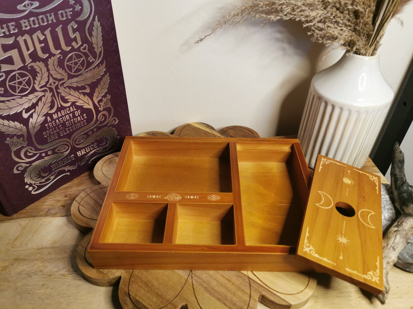 Wooden Moon Phase Tarot & Trinket Organiser
